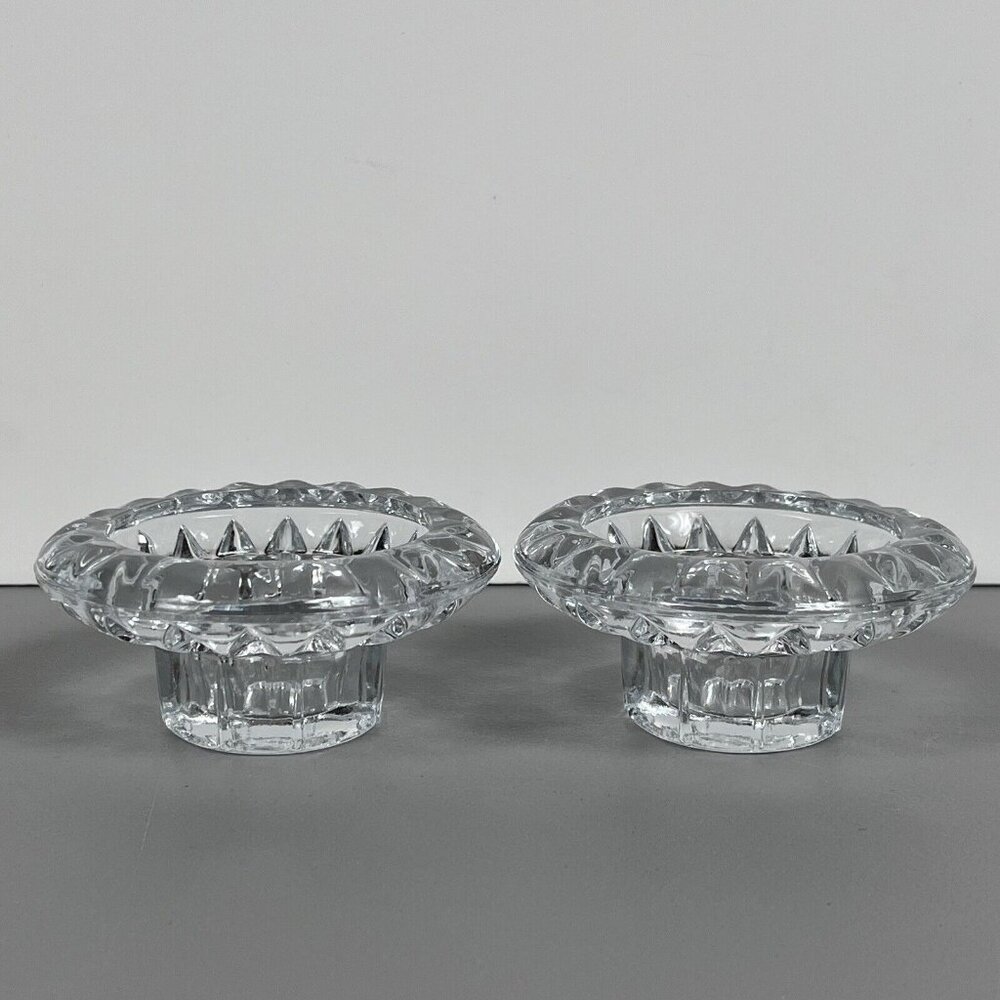 Vintage Pair of Crystal Votive Taper Candle Holders Set‎ of 2 Clear W/box!